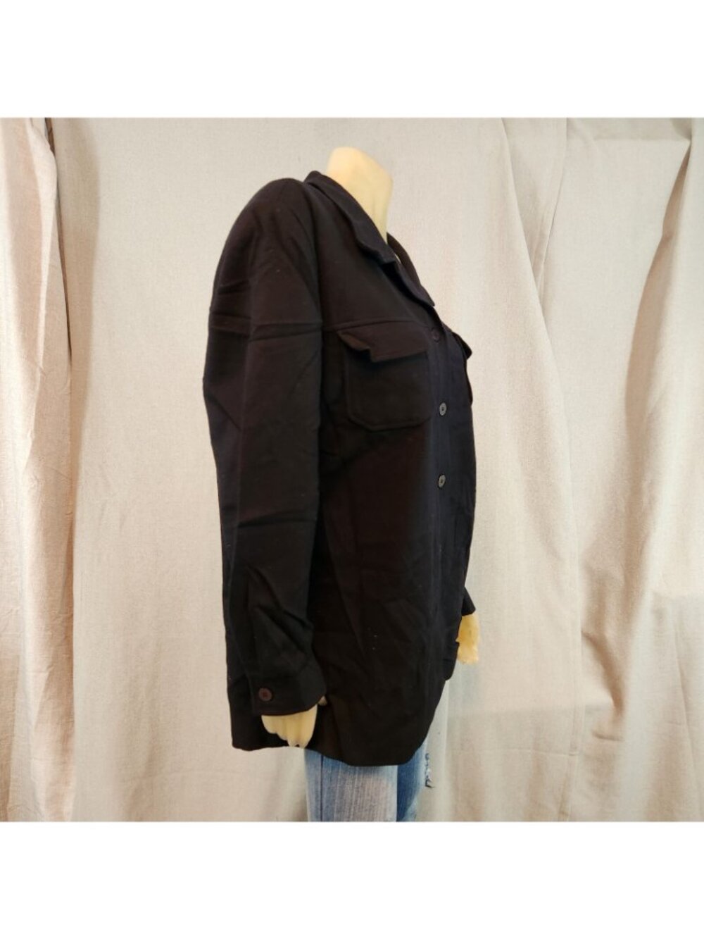 Bridgetown Coll. Black Button Down 100% Wool Shacket Jacket Size 16 XLARGE XL - Picture 2 of 5